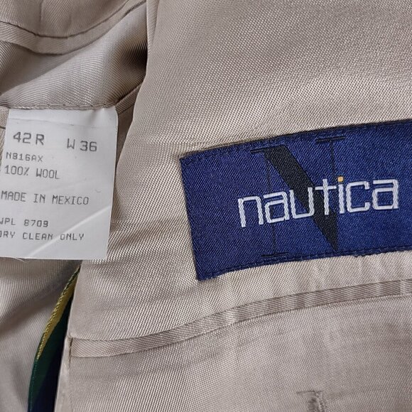 Nautica Men's Sport 100% Wool Green Suit Jacket, Blazer Sport Coat Size 42R - Picture 14 of 14